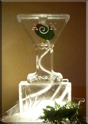 Martini Glass with Olive Luge